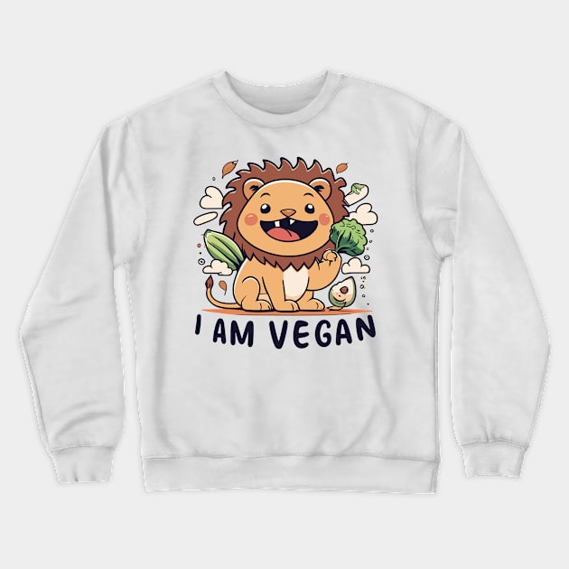 Vegan lion Crewneck Sweatshirt by Spaceboyishere